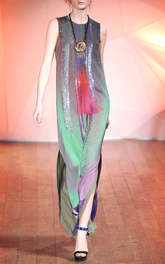 Matthew Williamson Aurora Silk Embroidered Trapeze Gown - Lyst