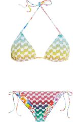 Missoni Crochet knit Printed Reversible Triangle Bikini