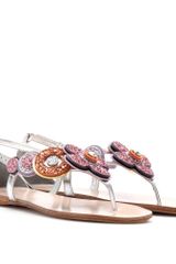 Miu Miu Glitter Trimmed Metallic Leather Sandals