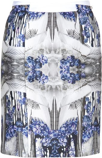 Prabal Gurung Bluemulti Printed Silkcotton Pencil Skirt - Lyst