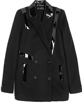 Versace Double Cashmere Jacket with Vinyl Inserts - Lyst