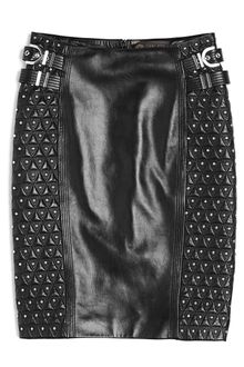 Versace Studded Leather Moto Pencil Skirt - Lyst