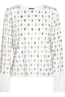 Balmain Embellished Leather Top - Lyst