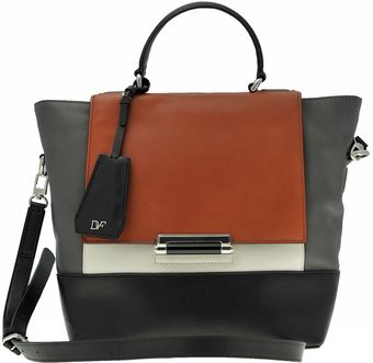 Diane Von Furstenberg Top Handle Leather Handbag Saddle Chalk and Black - Lyst