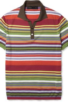 Etro Striped Fineknit Cotton Polo Shirt - Lyst