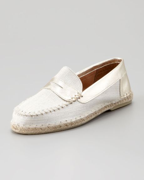 Jacques Levine Espadrille Penny Loafer in White (whitegold) - Lyst