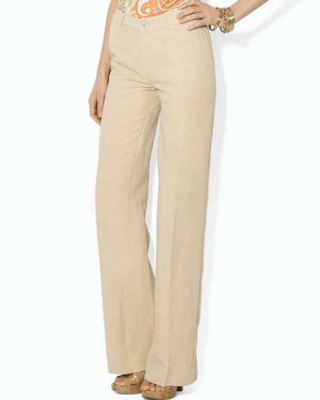 lauren ralph lauren wide leg linen pants