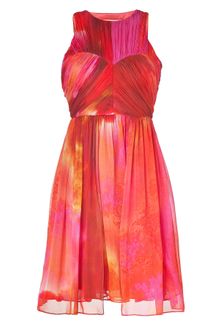 Matthew Williamson Pink multi Pleated Silk Chiffon Dress - Lyst