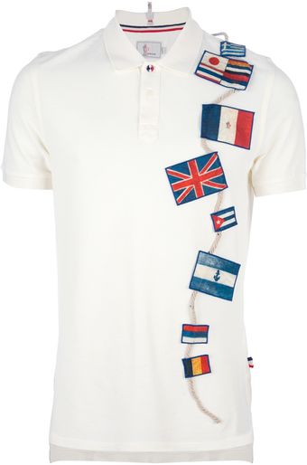 Moncler Grenoble Flag Embroidered Polo Shirt - Lyst