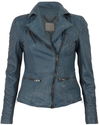 Muubaa Sirius Leather Biker Jacket in Deep Teal - Lyst