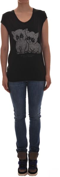 Zoe Karssen Best Friends Cotton and Modalblend Tshirt Black - Lyst