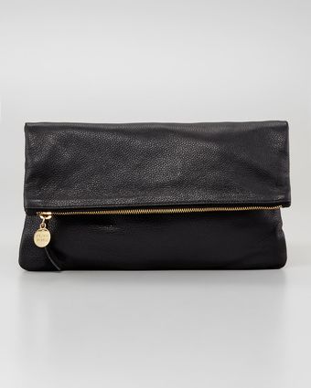 Clare Vivier Pebbled Leather Foldover Clutch - Lyst
