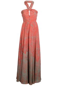 Issa Coral Printed Silk Halterneck Gown - Lyst