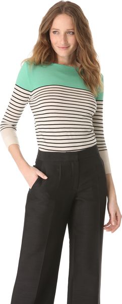 L'Wren Scott Striped Boat Neck Sweater - Lyst