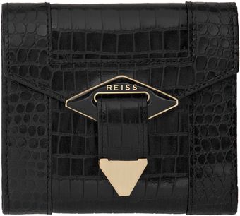 Reiss Clemente Enamel Diamond Detail Purse Black - Lyst