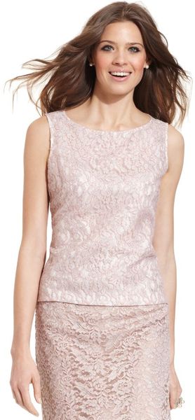 Tahari Sleeveless Boatneck Lace - Lyst
