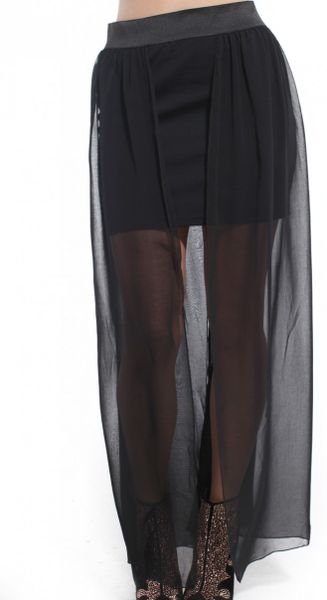 mini skirt with long overlay