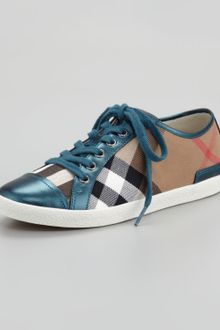 Burberry Check Canvas Metallic Low Top Sneaker - Lyst