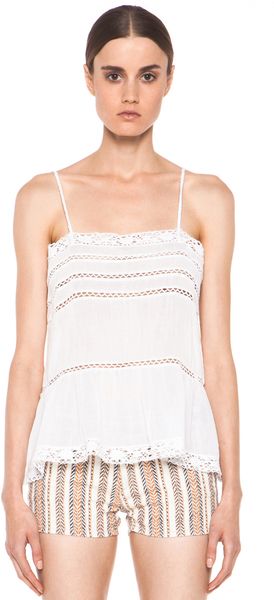 Etoile Isabel Marant Gaomi Cotton Voile and Lace Tank in Blanc - Lyst
