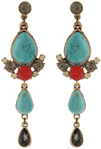 Martine Wester Journey Turquoise Crystal Tribal Drop Earrings - Lyst