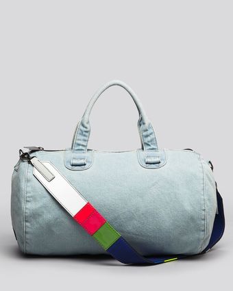 Meredith Wendell Satchel Large Raffia Duffel Washed Denim - Lyst