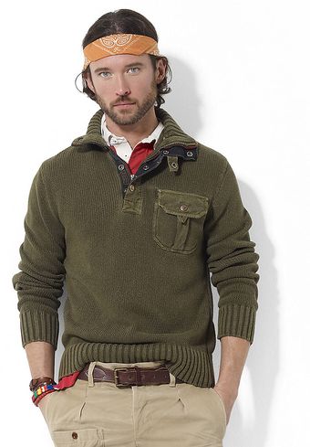 Polo Ralph Lauren Long Sleeved Combed Cotton Mockneck Pullover - Lyst