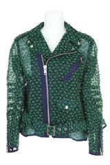 Sacai Embroidered Sheer Biker Jacket in Polyester and Cotton Blend