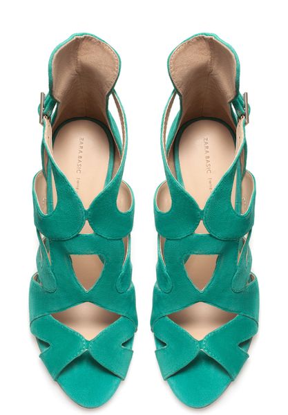 zara green strappy heels