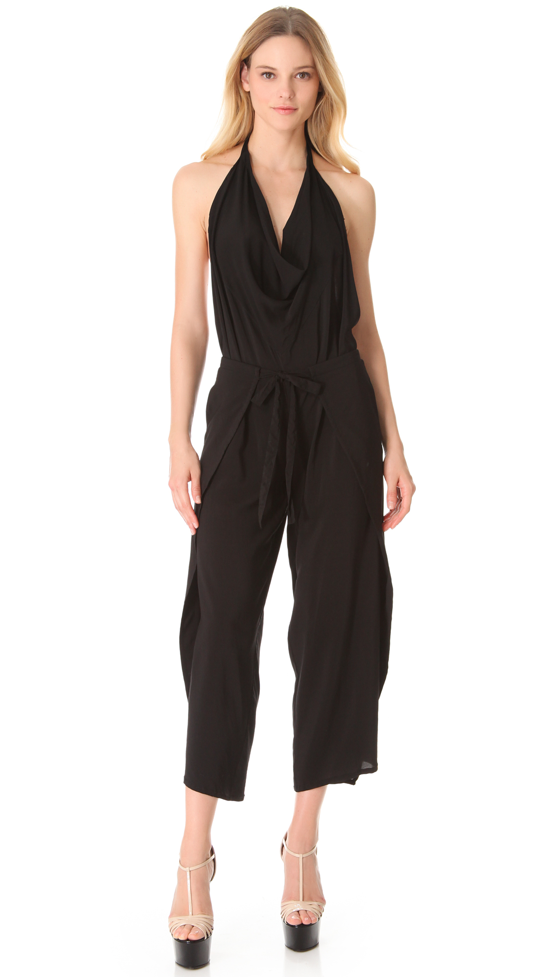 Donna Karan New York Halter Wrap Jumpsuit in Black Lyst