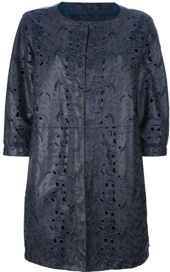 Drome Laser Cut Leather Coat - Lyst