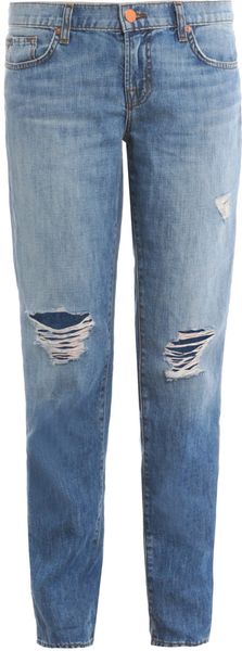 J Brand Mid-Rise Boyfriend Jeans - Lyst