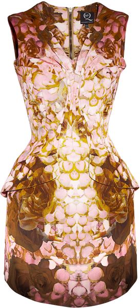 McQ by Alexander McQueen Printed Rose Petal Bust Pleat Dress - Lyst