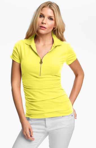 Michael by Michael Kors Zip Short Sleeve Polo - Lyst