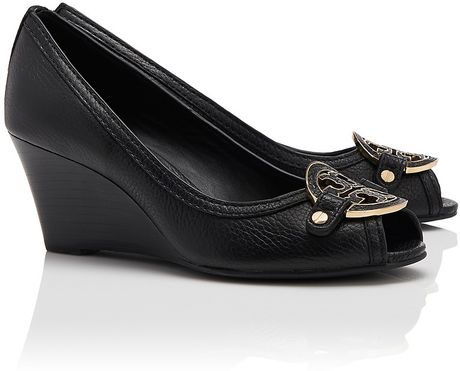 tory burch open toe wedge heels