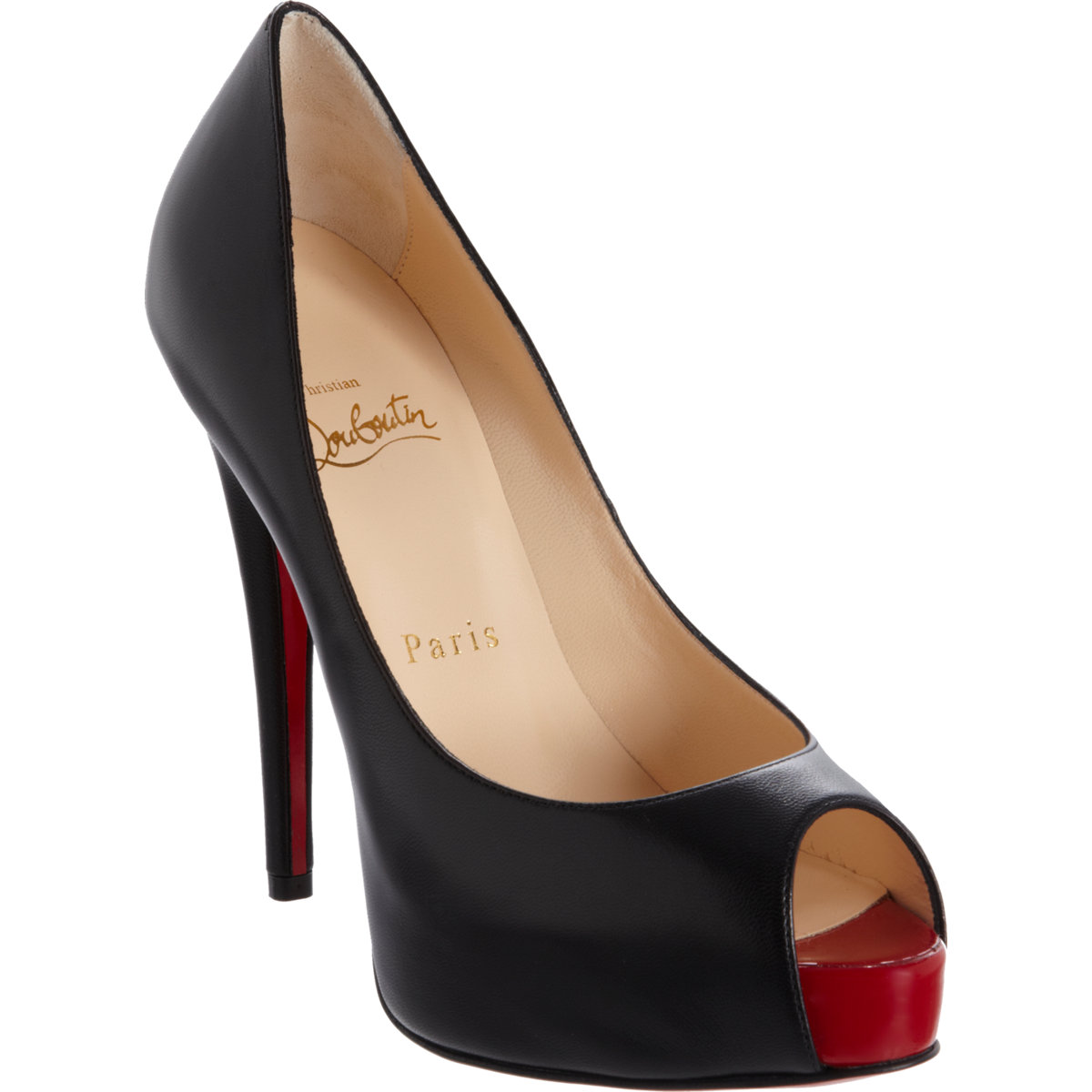 christian louboutin black peep toe heels