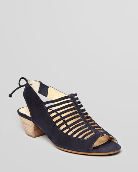 Paul Green Peep Toe Sandals Perri Cut Out Mid Heel in Black | Lyst