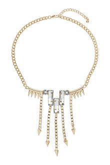 Topshop Rhinestone and Spike Collar - Lyst