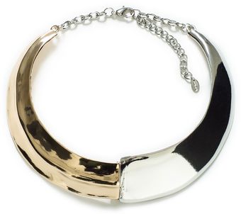 Zara Irregular Gold and Silver Moulded Choker - Lyst