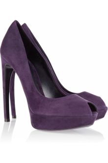 Alexander McQueen Suede Peep-Toe Pumps - Lyst