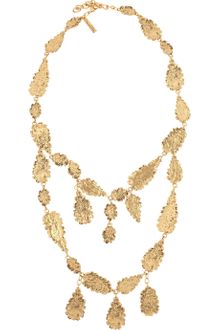 Oscar de la Renta Hammered Goldplated Leaf Necklace - Lyst
