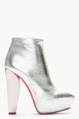 Versus  Metallic Silver Mirroredheel Leather Boots