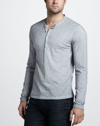 7 For All Mankind Burnout Slub Henley Tee - Lyst