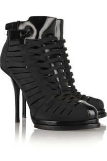 Alexander Wang Andi Patent Leather Trimmed Suede Ankle Boots - Lyst