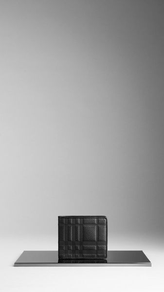 Burberry Check Embossed Leather Id Wallet - Lyst