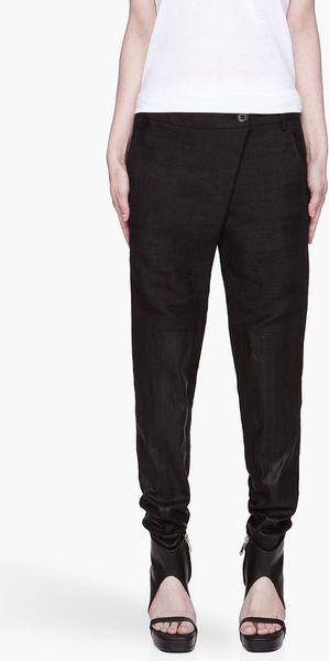 Damir Doma Black Leather Knee Trousers - Lyst