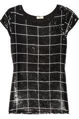 Joie Elan Sequined Silk Chiffon Top