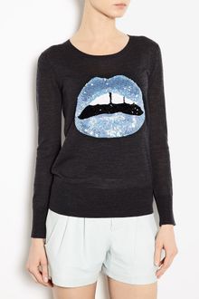 Markus Lupfer Sequin Lips Merino Wool Jumper - Lyst
