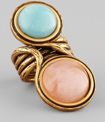 Oscar de la Renta Twocabochon Ring Aquapink - Lyst
