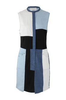 3.1 Phillip Lim Crew neck Denim Patchwork Dress - Lyst