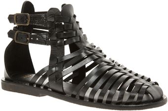Asos Asos Fiction Leather Gladiator Flat Sandals - Lyst